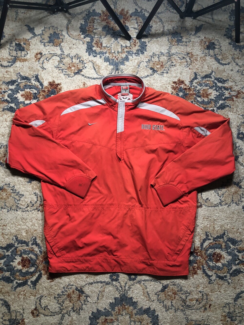 Nike Ohio State Buckeyes 1/4 Zip Jacket Storm-Fit Red Men’s Large Mesh Lined OSU